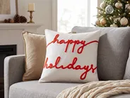 Throw Cushion EXACUM 45 x 45 cm Velvet White Christmas Motif_887882