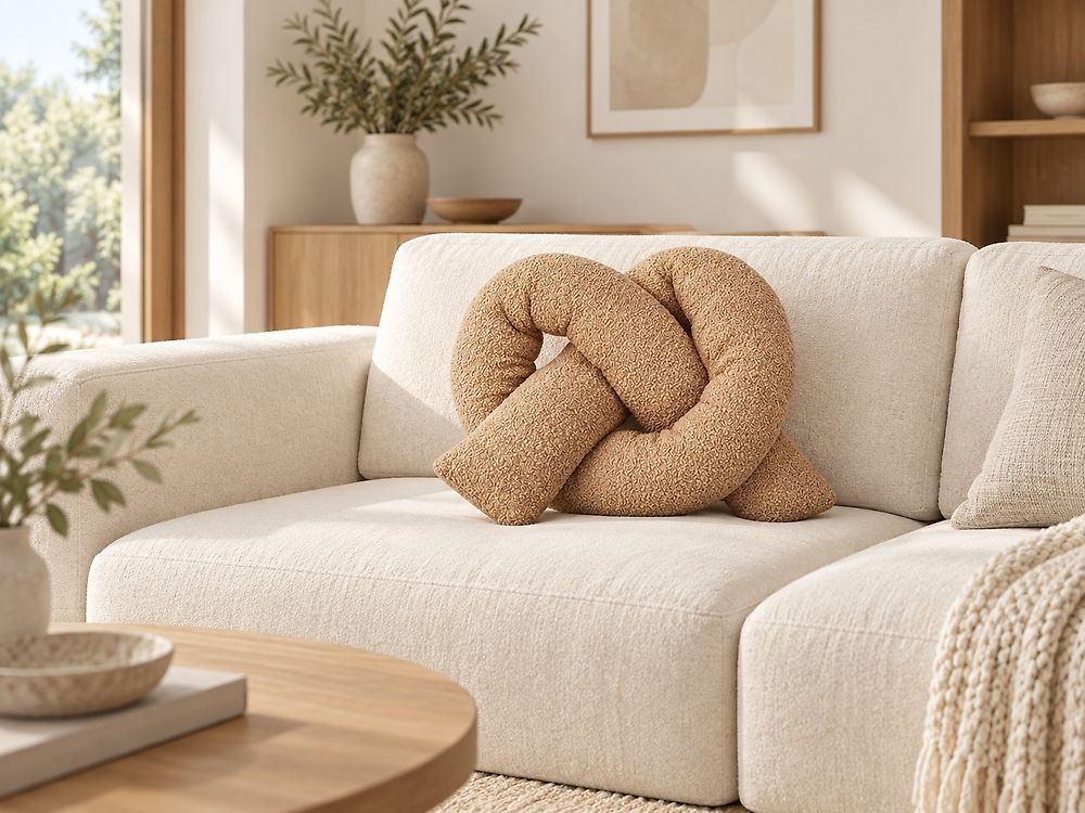 Throw Cushion GLADIOLUS 172 x 14 cm Boucle Light Brown Solid