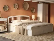 Bett mit Stauraum CLARBEC Kiefernholz Weiß 180 x 200 cm_1055797