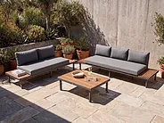 Garden Coffee Table FIVIZZANO 70 cm 90 cm Acacia Wood Dark Grey_1159436