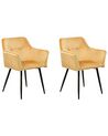 Set of 2 Dining Chairs JASMIN Velvet Mustard