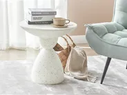 Beistelltisch CAFFI 50 cm 50 cm Terrazzo Optik Cremeweiß_873758