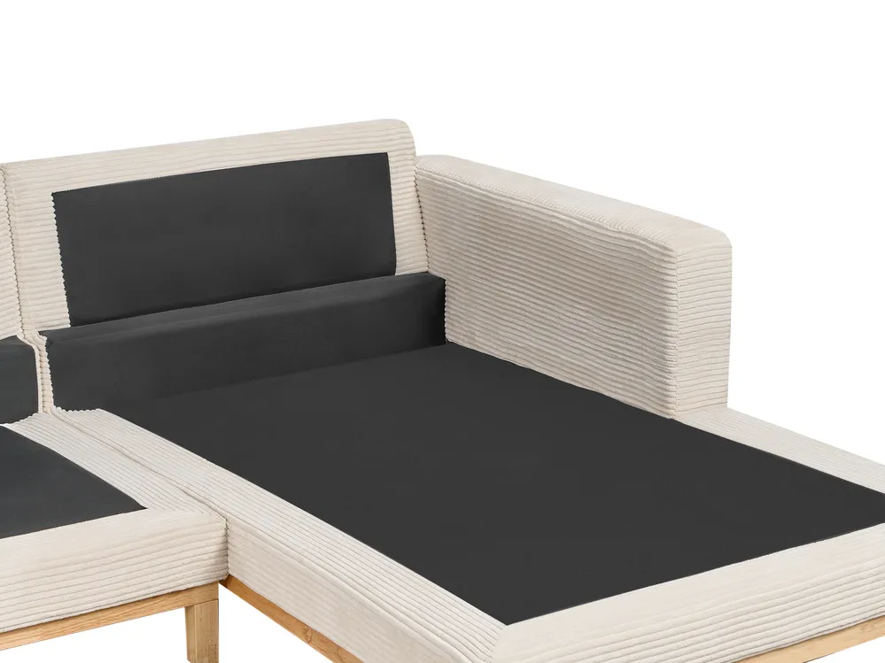 Ecksofa 4-Sitzer SIGGARD Cord Hellbeige linksseitig_944391