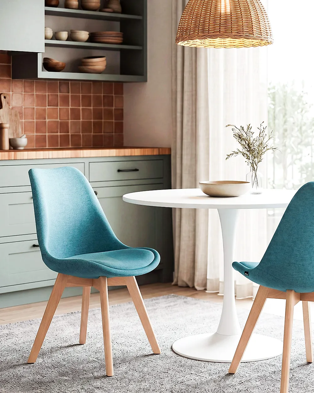 Set of 2 Dining Chairs DAKOTA II Fabric Light Blue_1176802