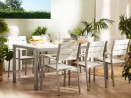 Gartentisch VERNIO 180 cm 90 cm Metall Weiß_775164