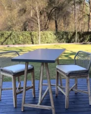 Bistro Set inkl. Kissen TALAMONE Akazienholz Grau_1071974
