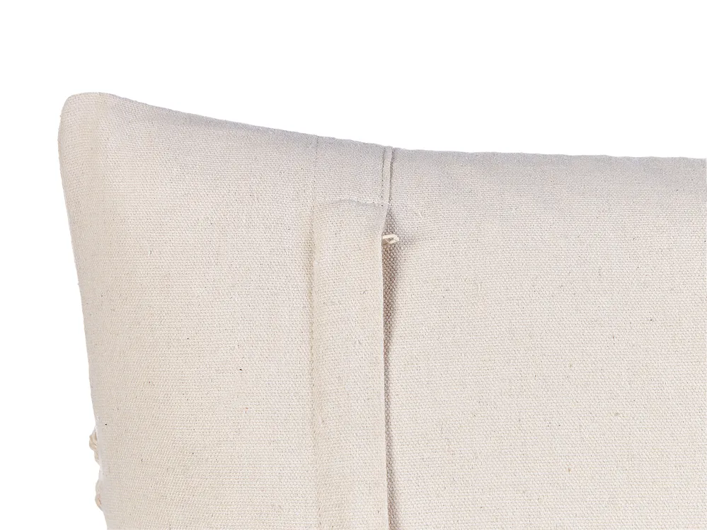 Dekokissen 2er Set KALAM 45 x 45 cm Baumwolle Hellbeige Geometrisches Muster_904686