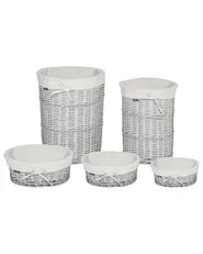 Aufbewahrungskorb 5er Set VAKARI Weidenholz Weiß 55/89 L_939903