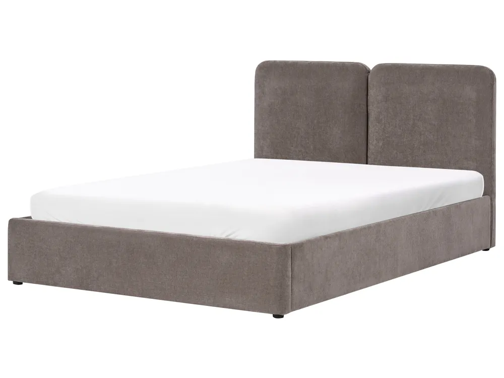 Bett mit Stauraum ARBOIS Chenillegewebe Taupe 160 x 200 cm_1023122