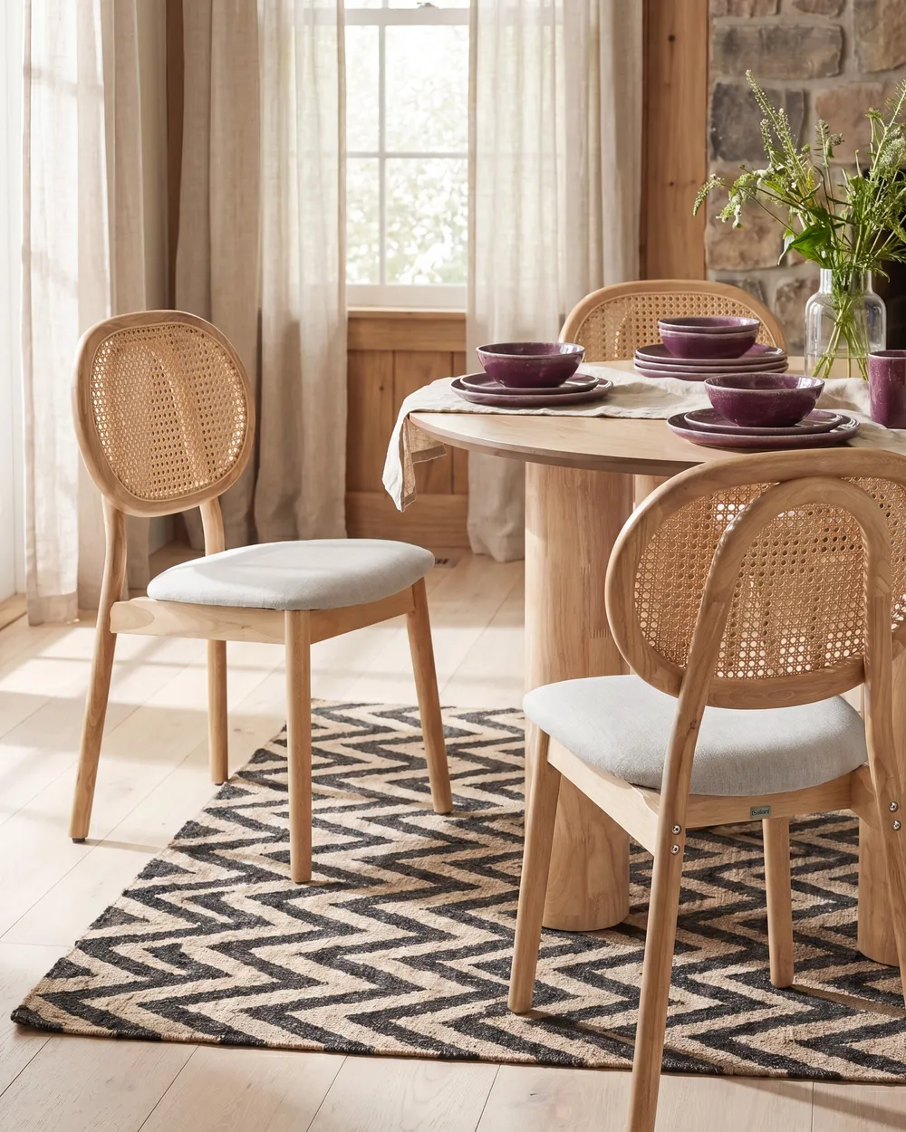 Set of 2 Chairs GAVIOTA Wood Light Brown/ Beige_1090824