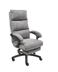 Chefsessel mit Fußstütze EATON Chenillegewebe Grau_1009739