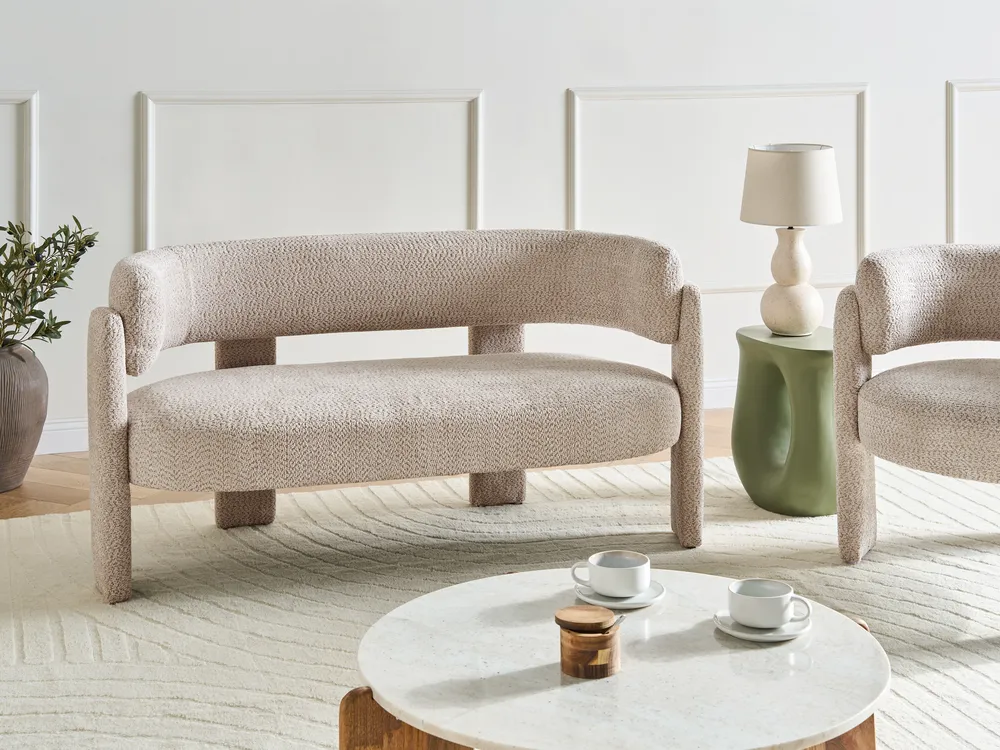 Sofa Set 4-Sitzer BUREA Chenillegewebe Hellbeige_1072740