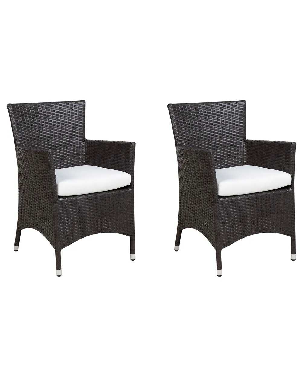 Set mit 2 Stühlen und Sitzkissen ITALY Polyrattan Dunkelbraun