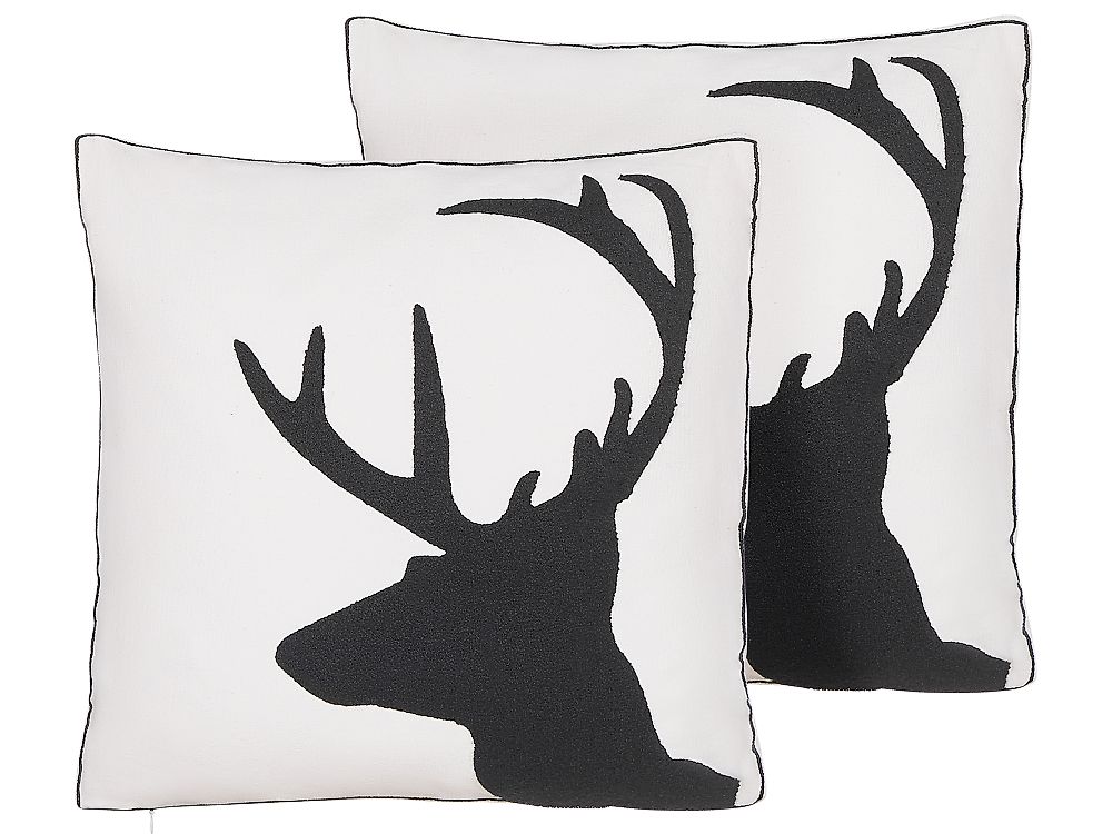 Set of 2 Decorative Cushions SHADRACK 45 x 45 cm Cotton White Christmas Motif
