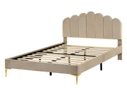 Bett mit Lattenrost Samtstoff SAUVIAN 140 x 200 cm Taupe_1014540