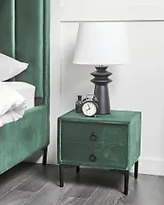 2 Drawer Bedside Table SEZANNE Velvet Dark Green_1183764