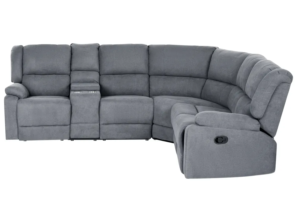 Ecksofa manuell verstellbar 5-Sitzer ROKKE Stoff Grau linksseitig_1108228