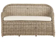 Gartenbank mit Auflage SUSUA 150 cm mit Ottomane Rattan Naturfarben_957578