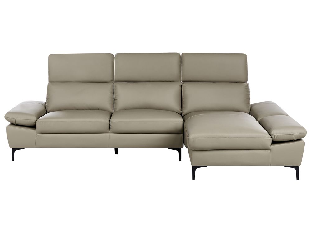 Ecksofa 4-Sitzer FARILA verstellbar Echtleder Taupe linksseitig