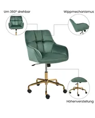 Schreibtischstuhl PALMDALE Samtstoff Dunkelgrün_1073335