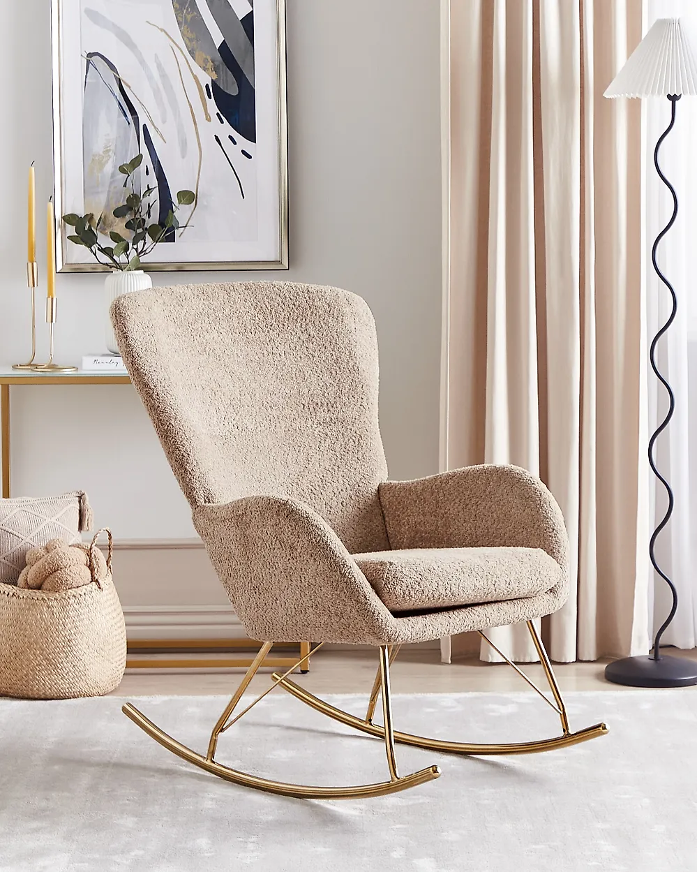 Schaukelsessel ANASET Bouclé Beige