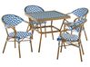 Gartenmöbel Set 4-Sitzer CASPRI Polyrattan Blau / Weiß