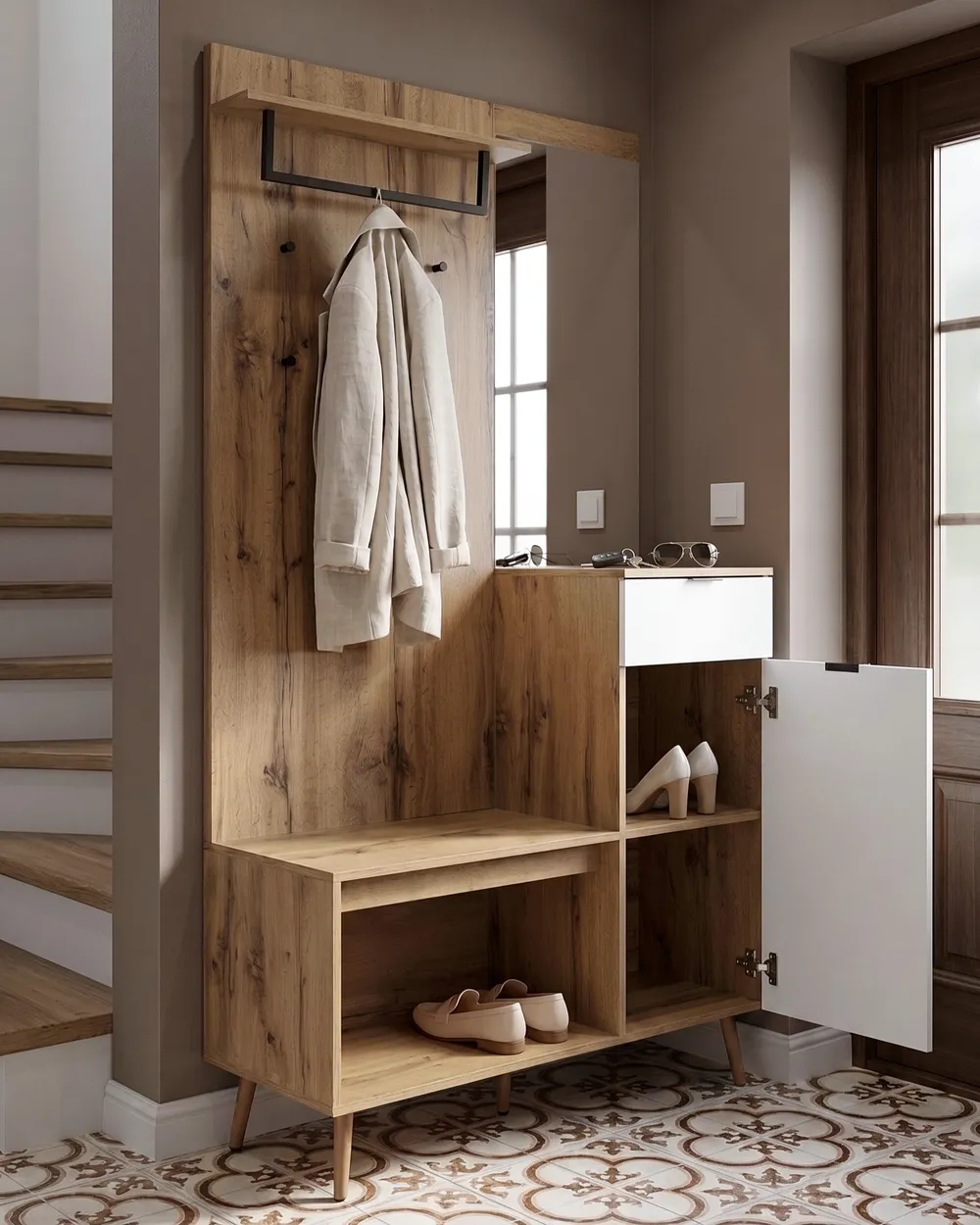 Hallway Set DORVAL Light Brown_1124832
