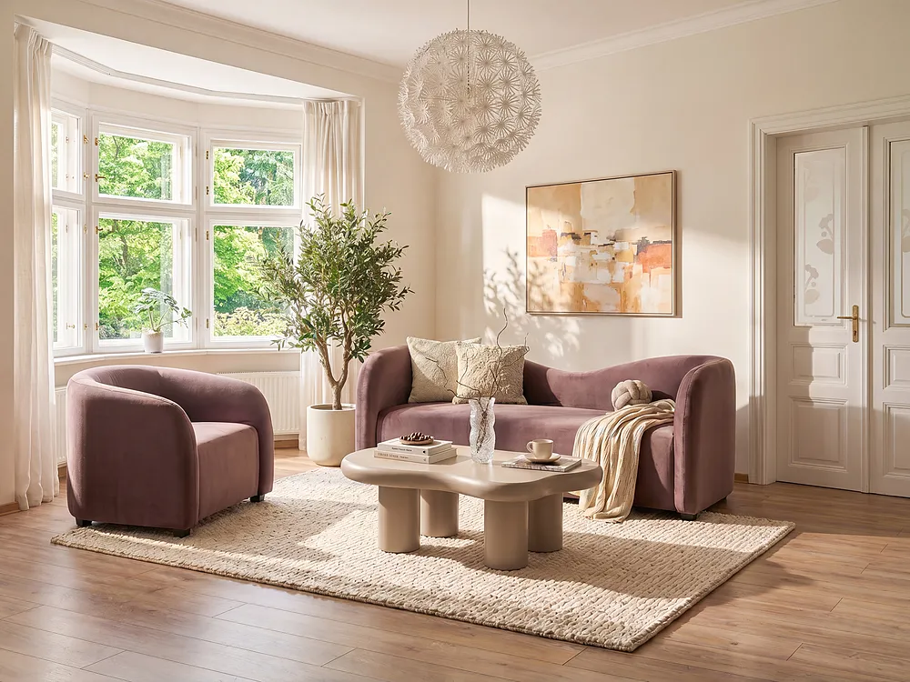 Sofa Set 5-Sitzer VELTADA Samtstoff Dunkelbraun_1156507