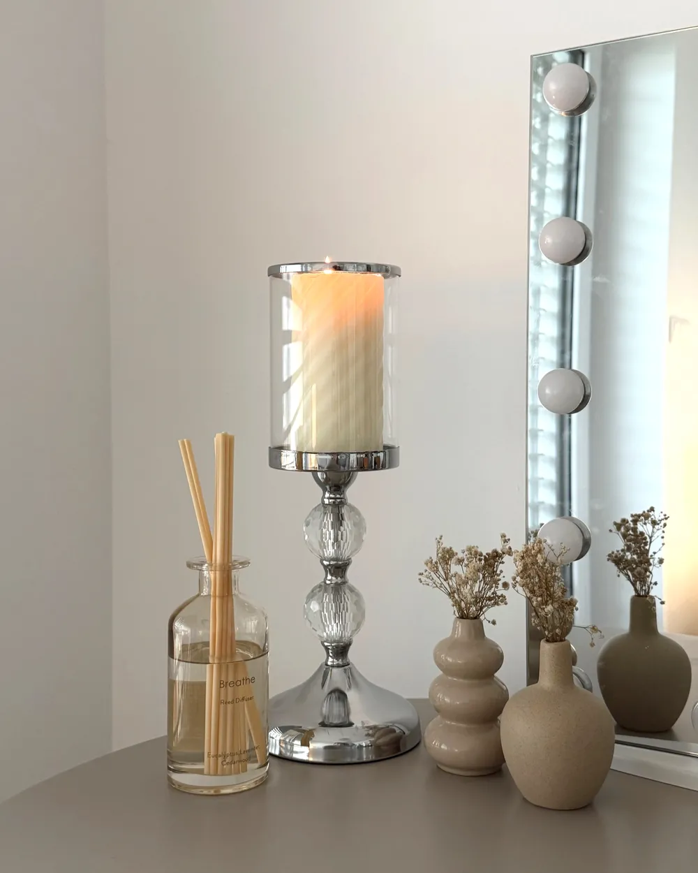 Kerzenständer COTUI 36 cm Glas Silber_1072371