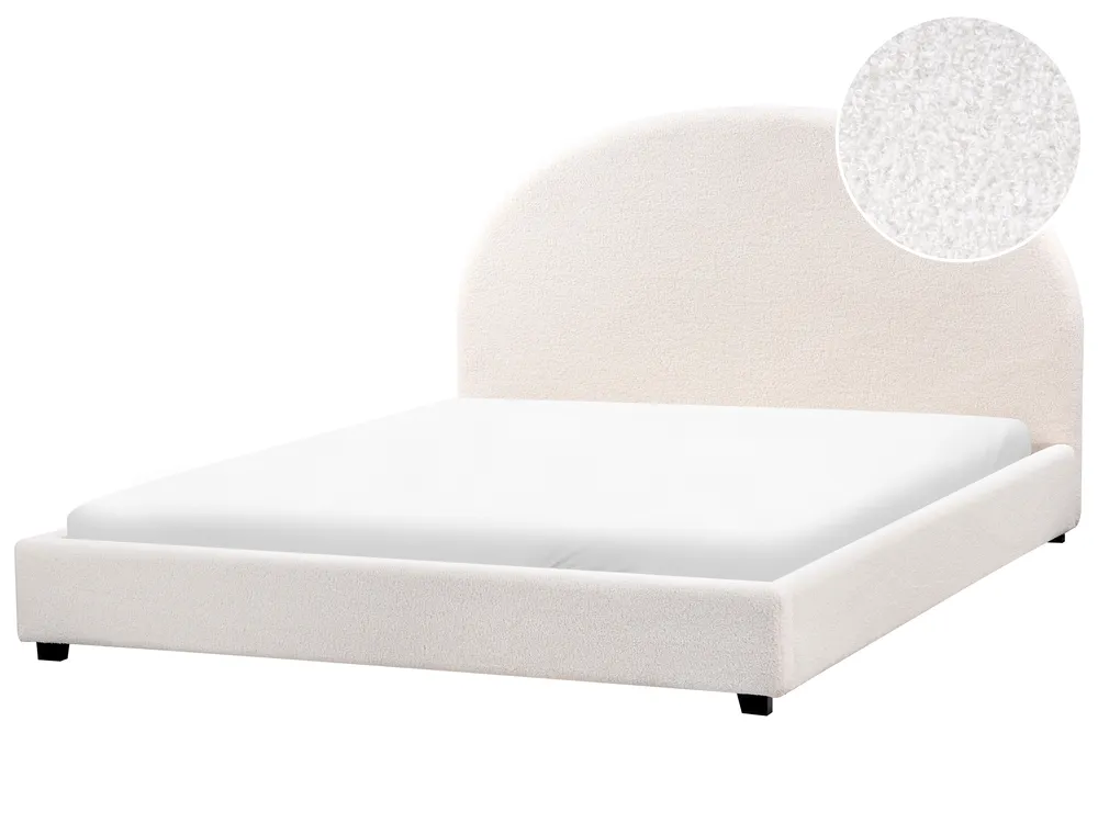 Bett mit Lattenrost Bouclé VAUCLUSE 160 x 200 cm Cremeweiß