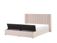 Wasserbett mit Stauraumbank NOYERS Samtstoff Pastellrosa 160 x 200 cm_922073