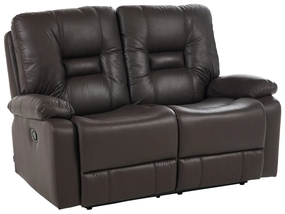 Manual Recliner Sofa 2 Seater BERGEN Faux Leather Brown_707972