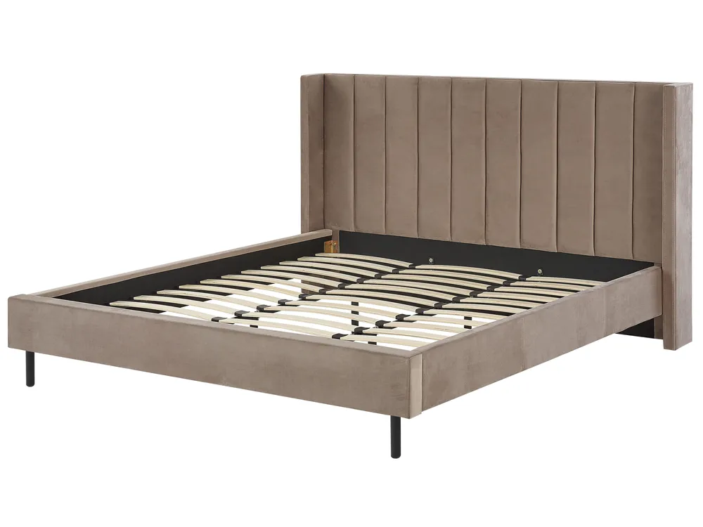 Bett mit Lattenrost Samtstoff VILLETTE 180 x 200 cm Taupe_832656