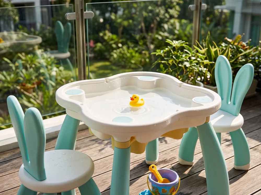 Kids Table with Chairs BUNYAN White/ Blue_1124337