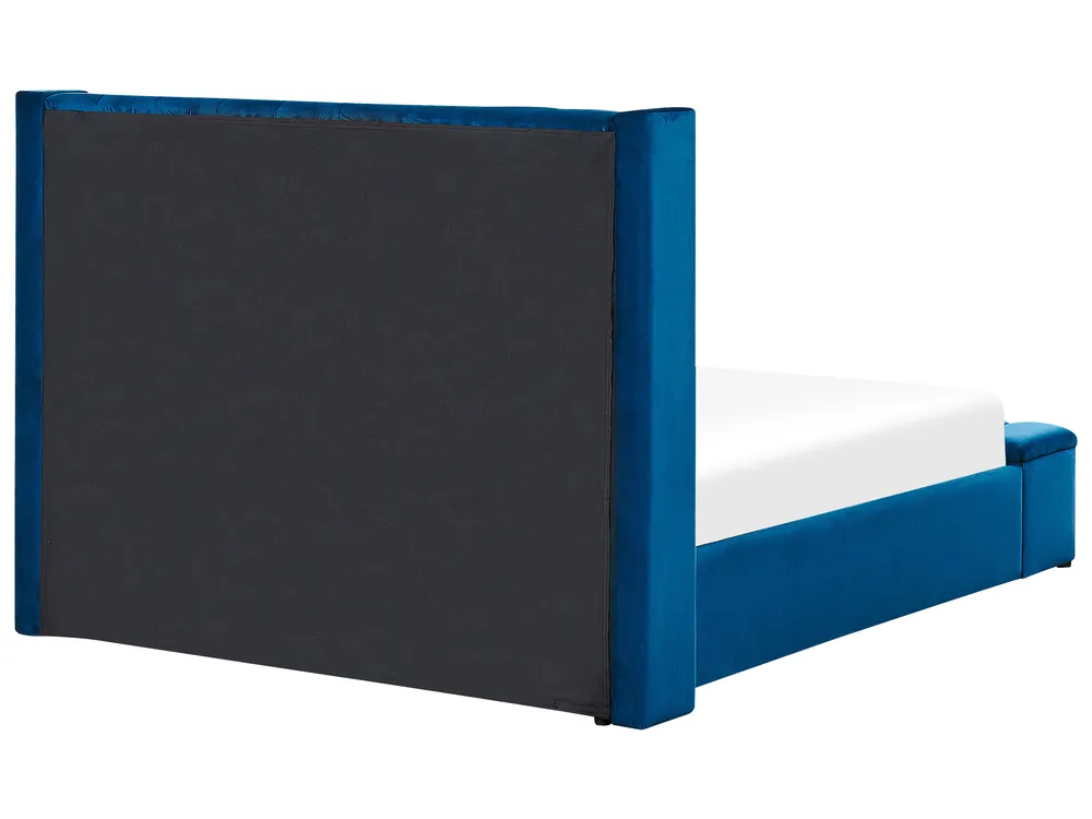 Wasserbett mit Stauraumbank NOYERS Samtstoff Blau 140 x 200 cm_915282
