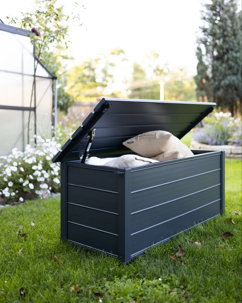 Aufbewahrungsbox CAMPALTO 113 cm 50 cm Metall Dunkelgrau_1016871