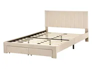 Bed with Storage Drawers LONZAC Velvet Beige 140 x 200 cm (EU Double)_1014630