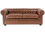 Sofa 3-Sitzer CHESTERFIELD Kunstleder Goldbraun_539558