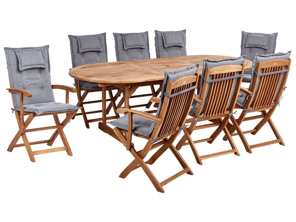 Gartenmöbel Set 8-Sitzer MAUI II inkl. Kissen Akazienholz Grau