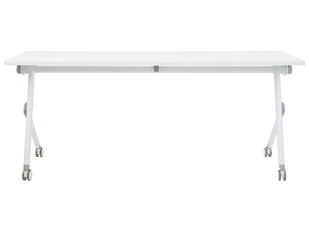 Zusammenklappbarer Schreibtisch BENDI 180 cm 60 cm mit Rädern Weiß_922345