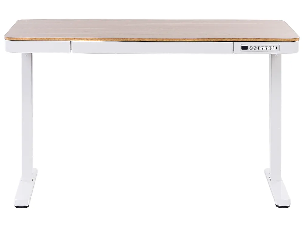 Schreibtisch elektrisch höhenverstellbar KENLY 120 cm 60 cm mit USB-Anschluss Braun / Weiß_840231