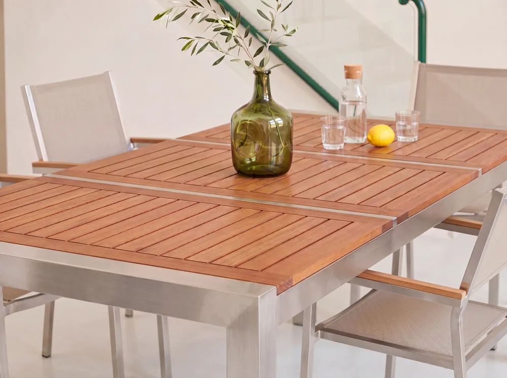 Garden Dining Set 8 Seater GROSSETO Eucalyptus Wood Brown/ Beige_778046