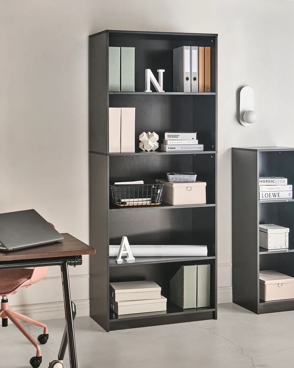 Bücherregal mit 5 Ebenen ZEHNA 197 cm Schwarz