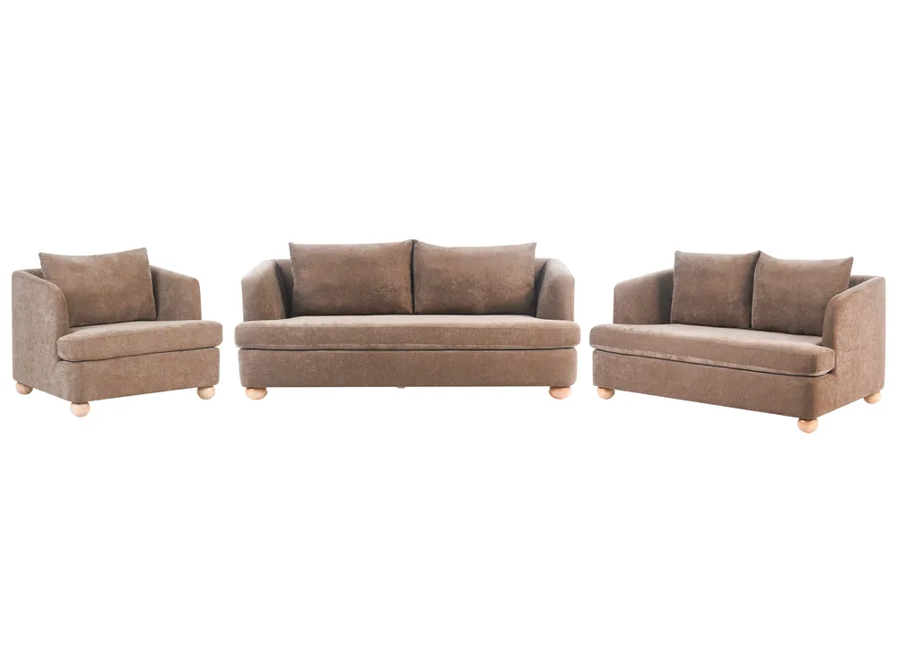 Sofa Set 6-Sitzer RATTVIK Chenillegewebe Braun