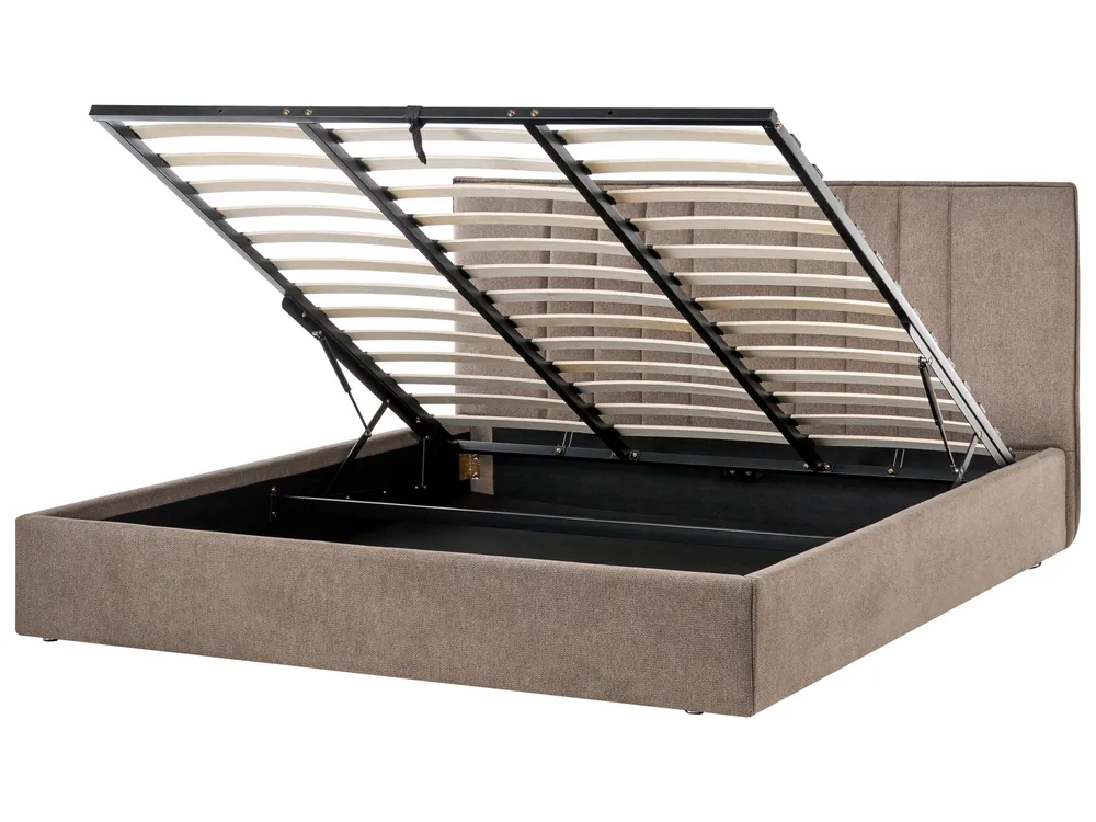 Ottoman Bed TARASCON Fabric Taupe 180 x 200 cm (EU Super King)