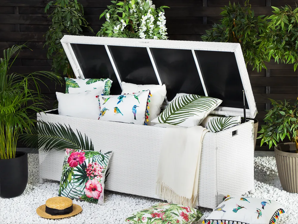 Aufbewahrungsbox MODENA 158 cm 63 cm Polyrattan Weiß