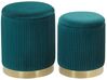 Pouf mit Stauraum 2er Set MIRAMAR Samtstoff Blaugrün