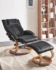 Massage Chair MAJESTIC with Footstool Faux Leather Black_963683