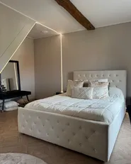 Bett mit Stauraum AMIENS Samtstoff Hellbeige 140 x 200 cm_967207
