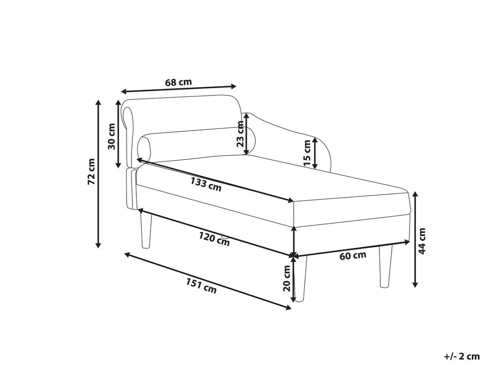 Linksseitige Chaiselongue YVOIRE Stoff Beige_1040588
